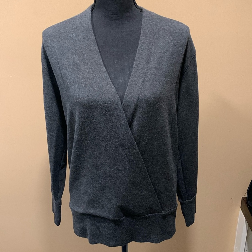 Athleta Gray Faux Wrap Sweater Size Small